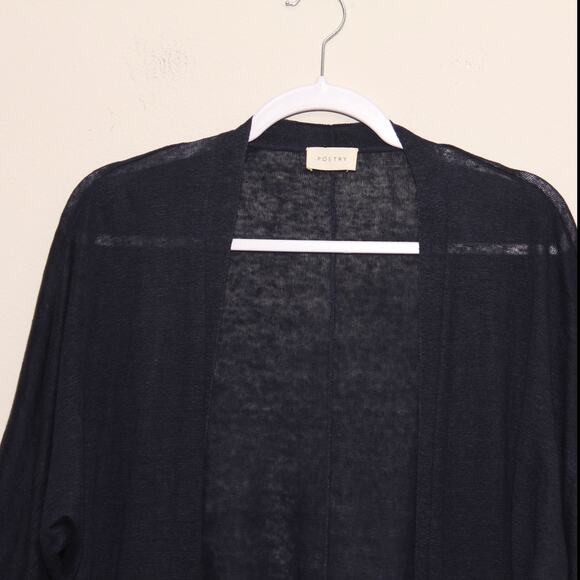 Poetry Fine Linen Open Front Long Cardigan Size 2 - Picture 3 of 10